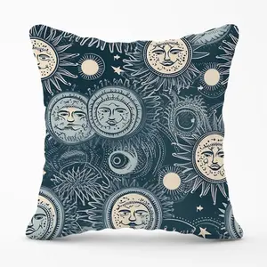 Silver Blue Moon and Stars Cushions 60cm x 60cm