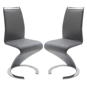 Summer Z Grey Faux Leather Dining Chairs In Pair