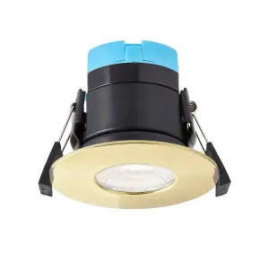 Antonio Gold Finish, Fixed LED Downlight, IP65 Fire Rated, 8W