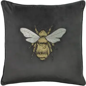 Paoletti Hortus Embroidered Bee Feather Rich Cushion