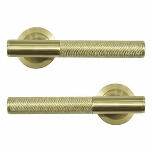 GoodHome Irus Brushed Brass effect Round Latch Door handle (L)150mm, Pair