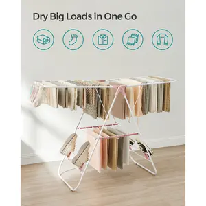 Steel Foldable Gullwing Drying Rack White/Pink / 147cm W x 56cm D