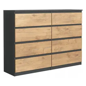 Helen 8 Drawer 120Cm W Double Drawers Anthracite/Lancelot oak