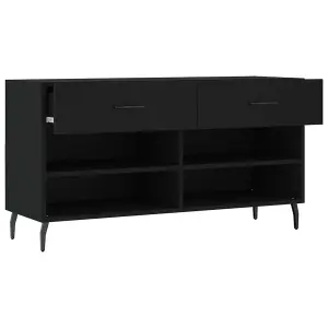 Berkfield Shoe Bench Black 102x35x55 cm Engineered Wood