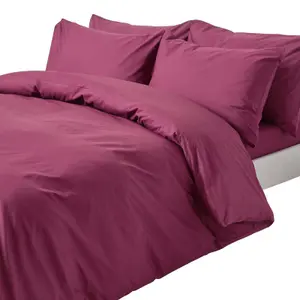 Homescapes Plum Egyptian Cotton Duvet Cover with Pillowcases 200 TC, King