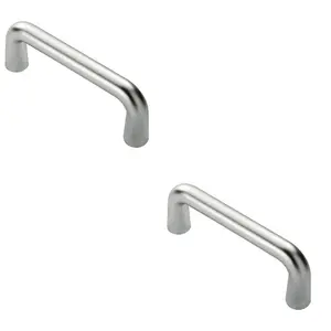 2 PACK - Rounded D Shaped Bar Handle 225mm x 19mm Diameter Satin Anodised Aluminium