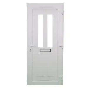 Fortia Chesil Frosted Glazed Anthracite LH External Front Door set, (H)2085mm (W)920mm