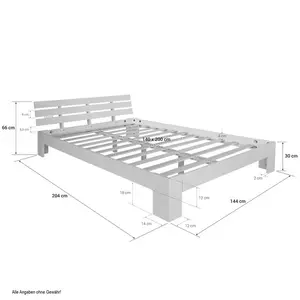 Mirielle Solid Wood Bed White / 140 x 200 cm