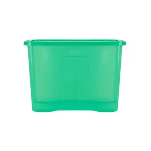 Wham Crystal 4x 80L Plastic Storage Boxes with Lids. Large Size, Strong. Made in the UK Tint Leprechaun Green