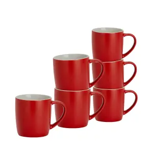 Argon Tableware - Matte Coloured Coffee Mugs - 350ml - Red - Pack of 6