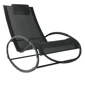 Outsunny Patio Rocking Chair Orbital Zero Gravity Seat Pool Chaise w/ Pillow