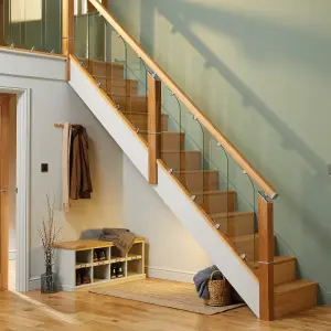 Clarity Glass Un-Grooved Oak Handrail and Base Rail Set 1800mm (L)1800mm (W)58mm (H)60mm