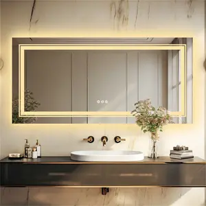 LED Illuminated Bathroom Mirror Fog Free Touch Sensor 60cm H x 120cm W