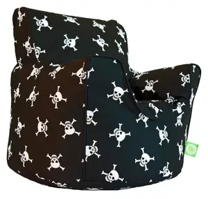 Cotton Black Pirate Skull and Cross Bones Bean Bag Arm Chair Toddler Size