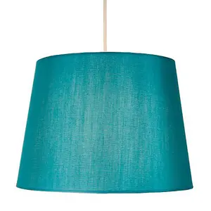 Traditionally Designed Medium 12 Drum Lamp Shade in Sleek Teal Faux Silk Fabric