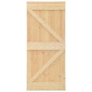 Jaliyah Solid Pine Sliding Door Unfinished 210cm H x 90cm W x 3.6cm D