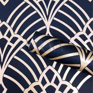 World of Wallpaper Waldorf Wallpaper Navy/Gold (274447-BUR)