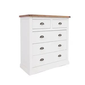 Cosenza 5 Drawer Chest of Drawers Brass Cup Handle