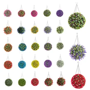 Best Artificial Pre-Lit Outdoor 28cm Blue Tulip hanging Plastic Flower Topiary Ball