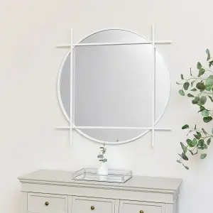 Melody Maison Large Round White Wall Mirror 97cm x 97cm