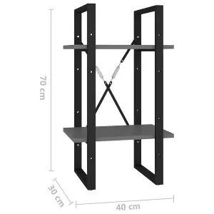 Berkfield 2-Tier Book Cabinet Grey 40x30x70 cm Engineered Wood