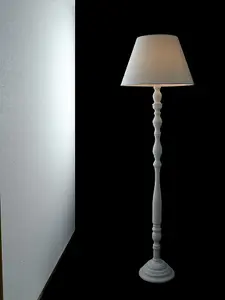 Luminosa BOURLESQUE Floor Lamp with Tapered Shade Wood, Fabric Lampshade 45x155cm