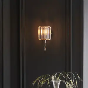 Luminosa Berenice Glass Shade Wall Lamp Bright Nickel