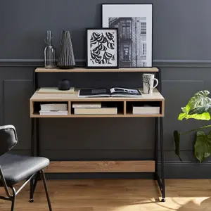 sweeek. Desk in metal and wood effect Loft Natural 100x48x94.5 cm