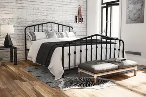 Bushwick Metal Bedframe in Black, Double