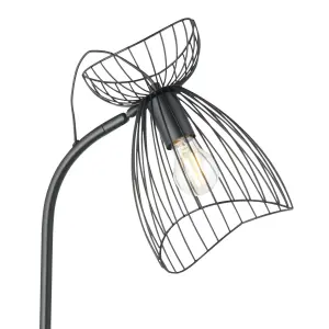 First Choice Lighting Diablo Black Cage Design Floor Reading Lamp