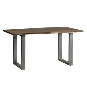 Grey Essential Live Edge Medium Dining Table 1.5M Set 2 Chairs 1 Bench