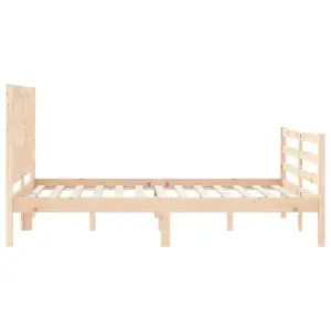 Berkfield Bed Frame with Headboard Small Double Solid Wood