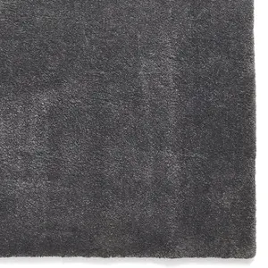 Charcoal Plain Shaggy Rug, Stain-Resistant Rug, Easy to Clean Rug for Bedroom, Living Room, & Dining Room-160cm X 230cm