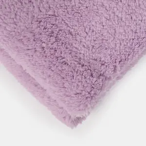 Brentfords Teddy Fleece Blanket Large Throw Over Bed, Lilac - 150 x 200cm