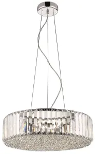 Luminosa Spring 5 Light Small Ceiling Pendant Chrome, Clear with Crystals, G9