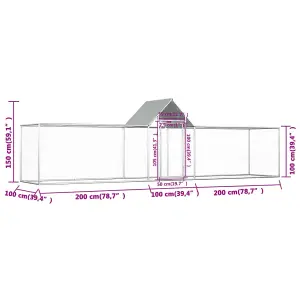 Chicken Coop 5x1x1.5 m Galvanised Steel