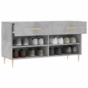 Berkfield Shoe Bench Concrete Grey 102x35x55 cm Engineered Wood