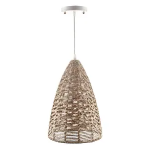 Wicker Rattan Basket Pendant Light - Large