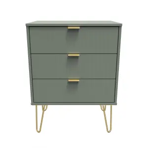 Linear Ready assembled Matt green 3 Drawer Chest of drawers (H)740mm (W)575mm (D)395mm