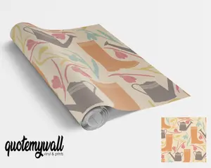 QuoteMyWall Gardeners Wellies & Flowers Vinyl Sticker Wrap For Furniture & Kitchen Worktops