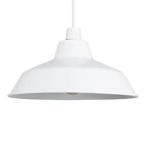 ValueLights Colby Retro Style Gloss White Metal Reflector Ceiling Pendant Light Shade