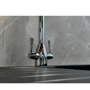 Liquida W05CH Swan Neck Twin Lever Swivel Spout Chrome Kitchen Mixer Tap