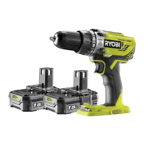 Ryobi ONE+ 18V Li-ion Brushed Cordless Combi drill (2 x 1.5Ah) - R18PD3-215SK