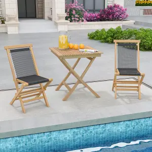 Costway 70cm Wooden Patio Square Bistro Table Outdoor Coffee Table w/ Slatted Tabletop