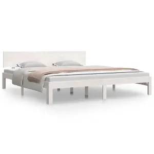 vidaXL Bed Frame White Solid Wood 180x200 cm Super King Size