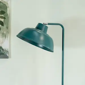 ValueLights Morris Teal Metal Stem Standing Floor Lamp with Angled Dome Shade for Living Room office - LED Bulb Included