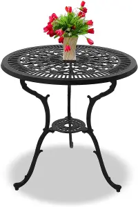 Homeology TABREEZ Black Garden and Patio Cast Aluminium Bistro Table