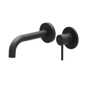 Emilia Matt Black Round Wall-mounted Basin Mixer Tap