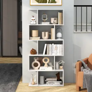 Costway 5-tier Bookcase S-Shaped Bookshelf Wooden Storage Display Rack