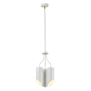 Elstead Quinto 3 Light Multi Arm Ceiling Pendant White Aged Brass, E27